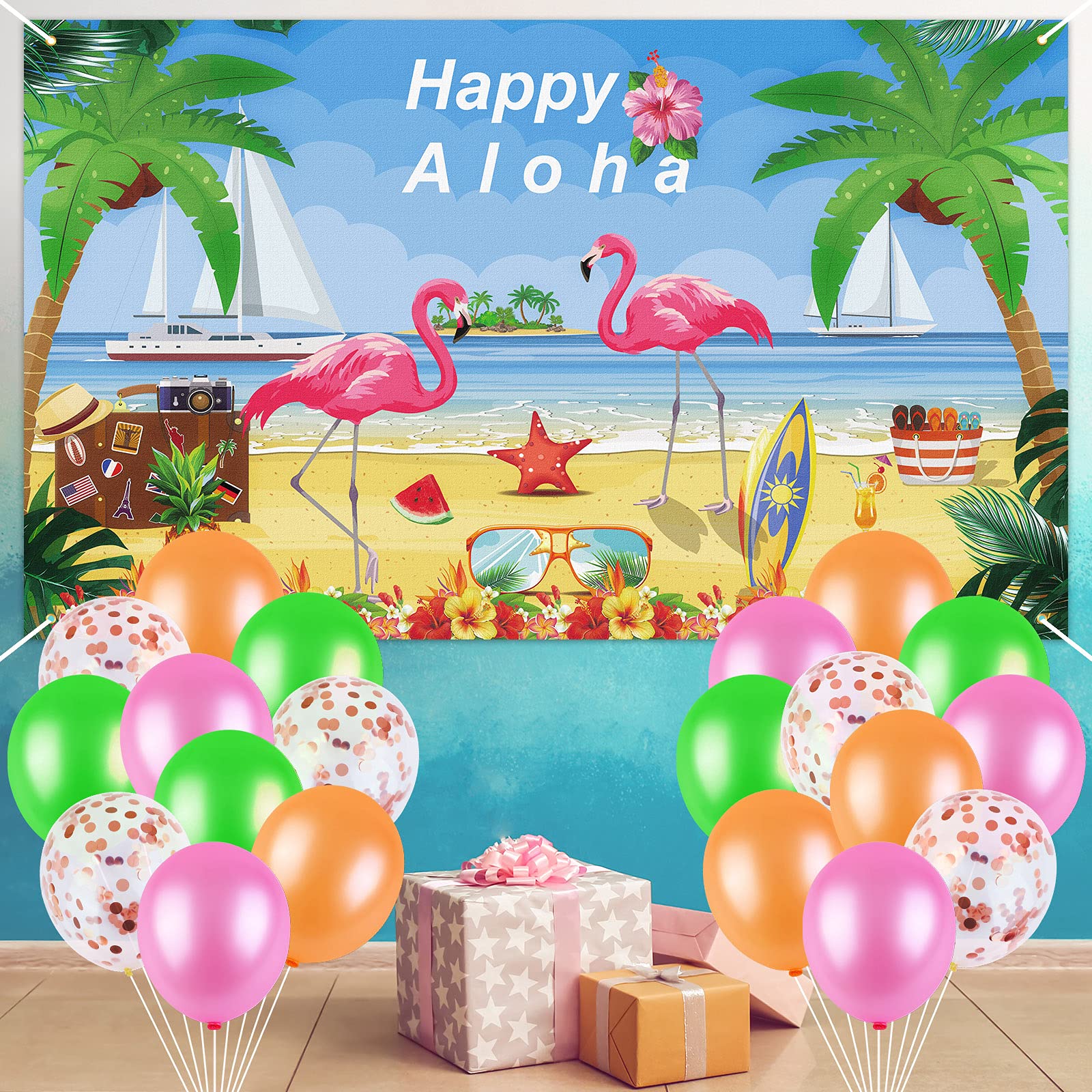 Buy ADXCO Hawaiian Beach Party Background Aloha Banner Set Luau Party