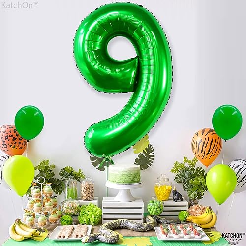 Miniatura 7 de KatchOn, Globo gigante verde oscuro del número 9 de 40 pulgadas Globo de aluminio de cumpleaños 9 para decoraciones de cumpleaños 9 Decoración de