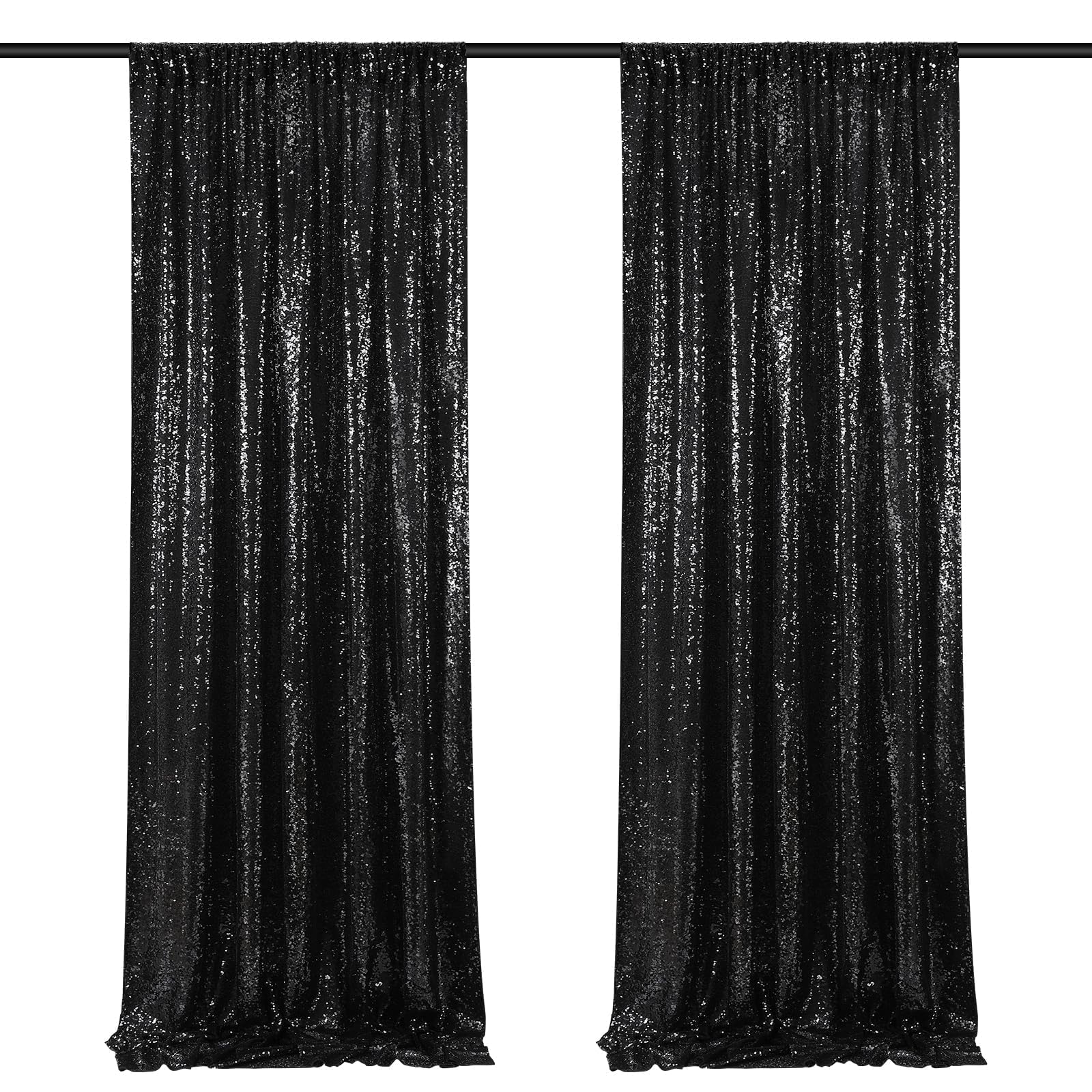 2 Pieces Gold Sequin Backdrop Curtain Panels Stage 2FTx8FT Party Wedding Background Drapes — view 9