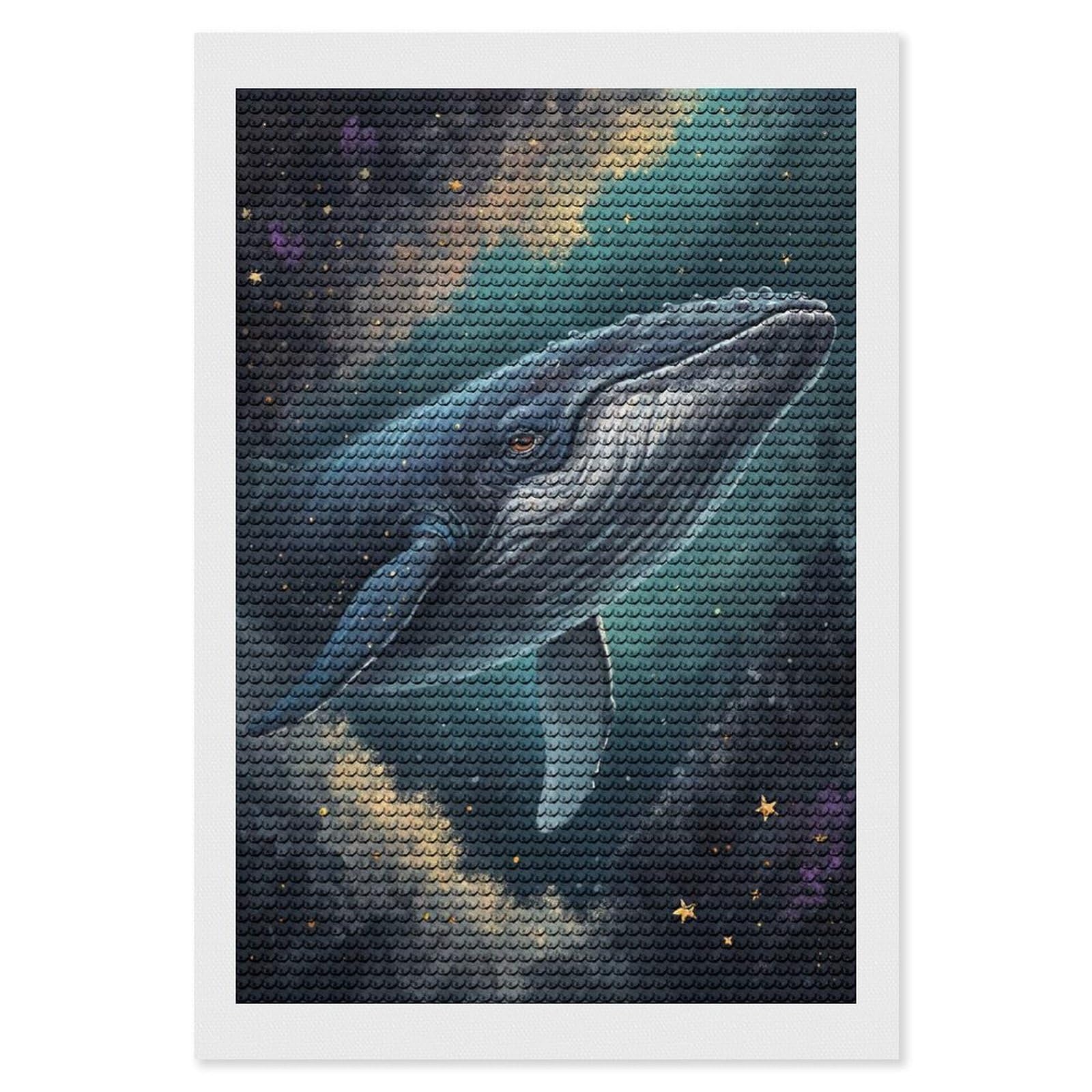 Junmoney Whale in A Starry Sky Round Drill Diamond Painting 8"x12", for Women, Relaxing DIY Hobby, Bedroom Decor, Christmas Gift, Adhesive Canvas