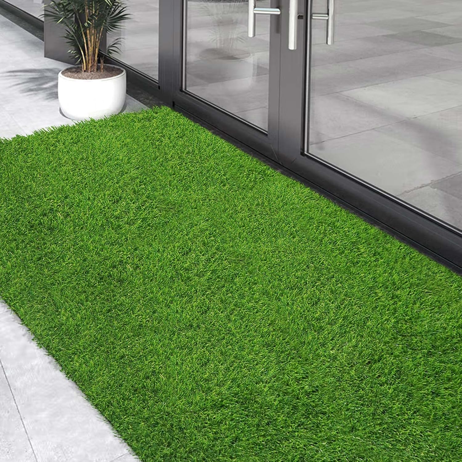 Artificial Grass Door Mat, Indoor/Outdoor Grass Rug, Fake Grass Front Door Mat, Non