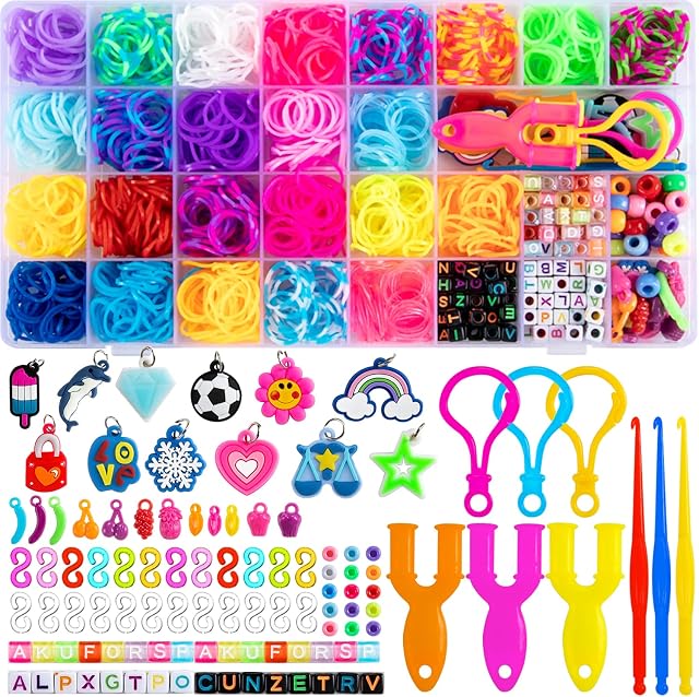 HONGTEYA Loom Band Kit, 2000+ Multicolour Loom Bands Set,Girls DIY Bands Set Bracelet Kit for Kids Christmas Gifts, Birthday Gifts for Girls (Random Color)
