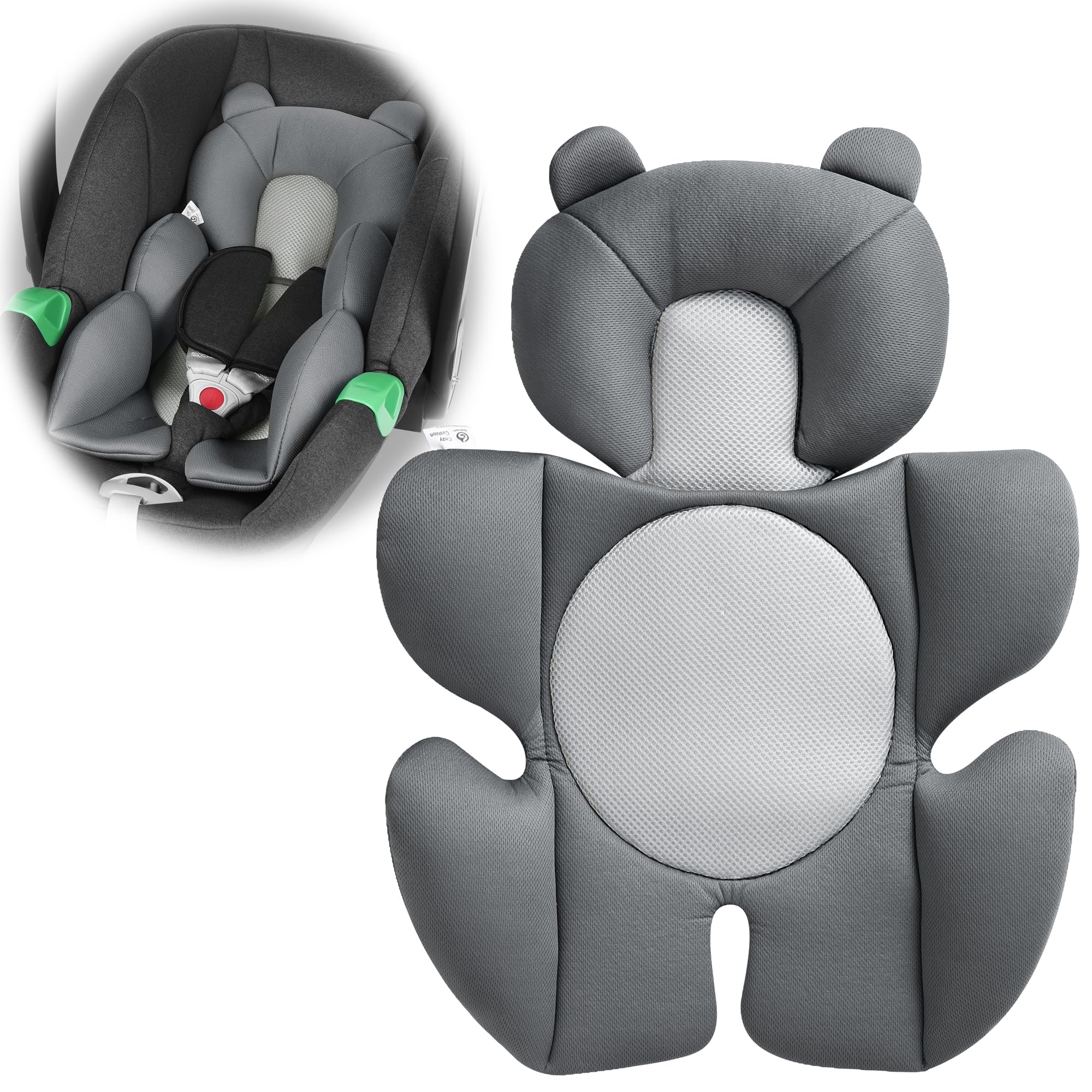 Ihaapsi Baby Support Cushion - Breathable 3D Mesh Infant Insert for Strollers, Car Seats, High Chairs, and More - Perfect for Newborns (Grey)