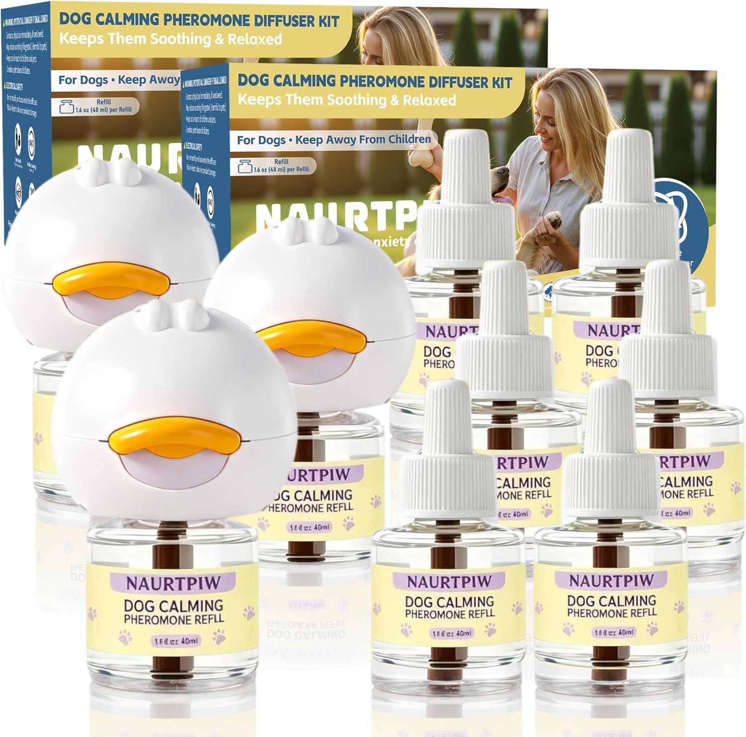 Dog Calming Diffuser, 3 Plug-Ins, 6 Refills, Pheromone Kit for 3 Rooms