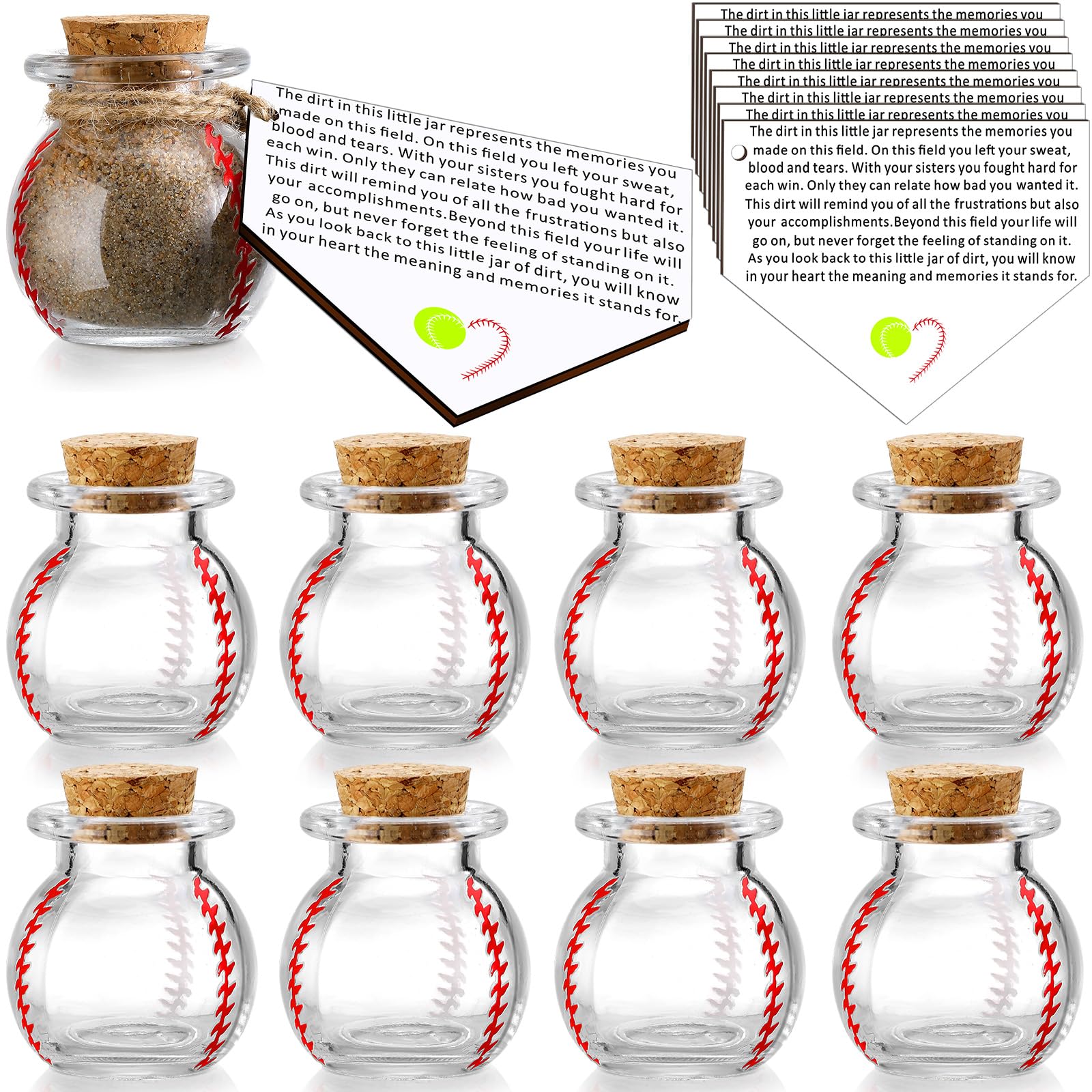 Bocaux en verre softball et liège avec étiquettes de mérite pour athlètes