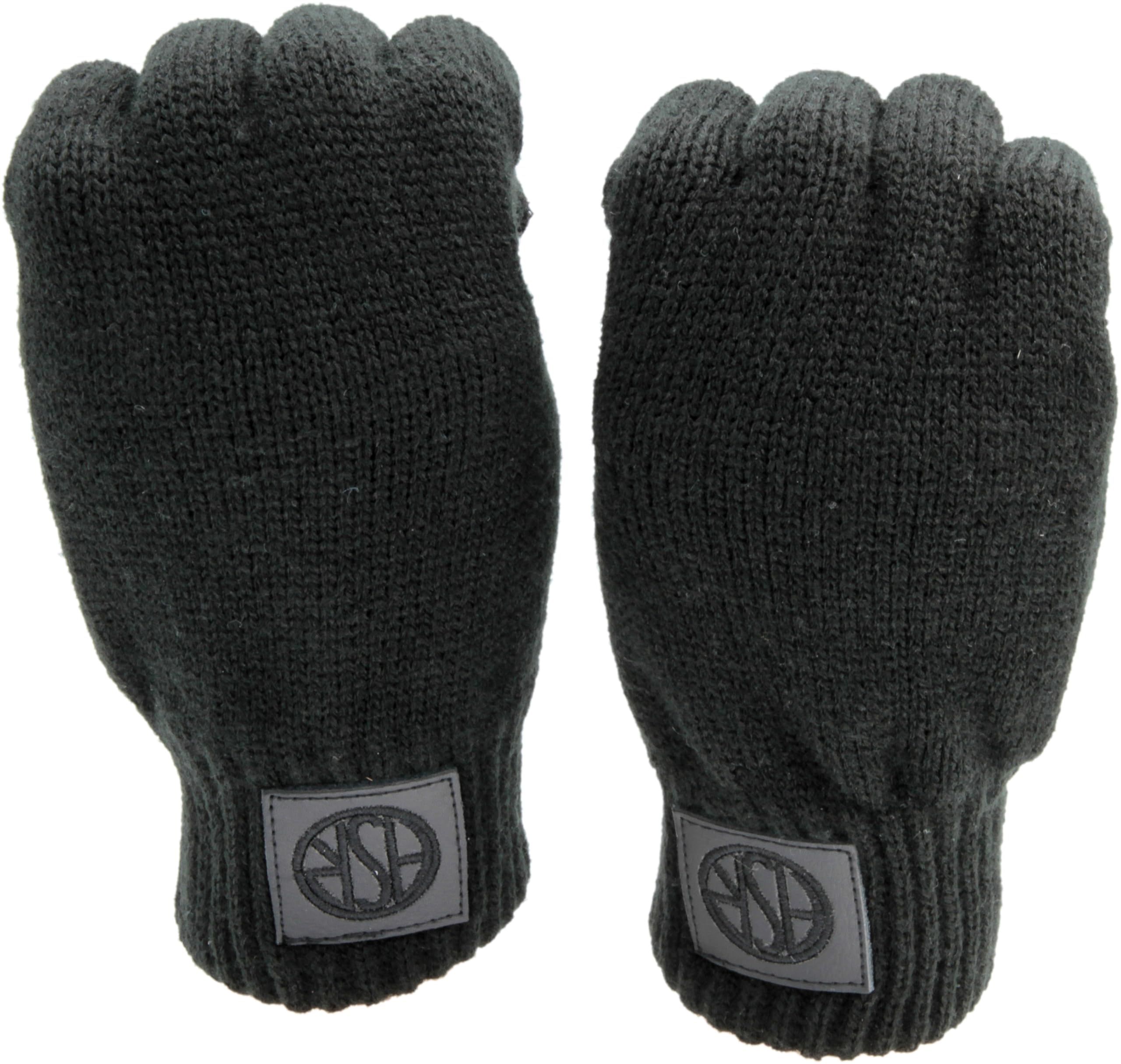 AS Roma ASR LEATHER PATCH KNITTED GLOVES - BLACK
