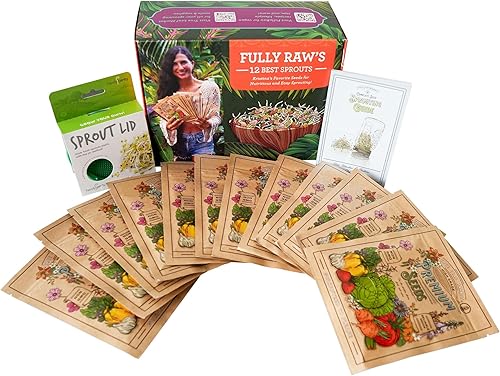 Miniatura 2 de Paquete variado de 12 semillas orgánicas para germinar  Kit de cultivo de brotes de Kristina totalmente crudas con tapa y libro de brotes  semillas