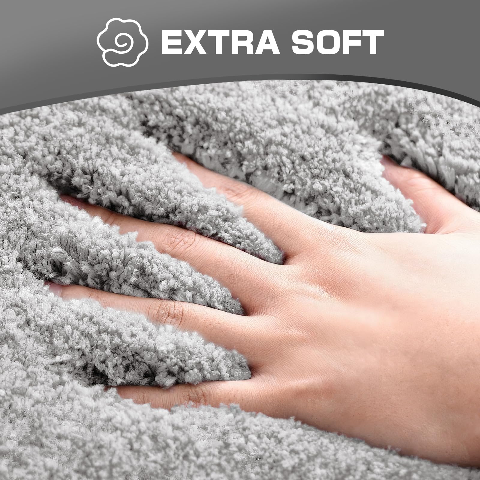 wyewye Microfibre Bath Mat, 2cm Super Thick, Super Absorbent Bathroom Rug 50x80cm Light Grey, 50 x 80 cm - Image 3