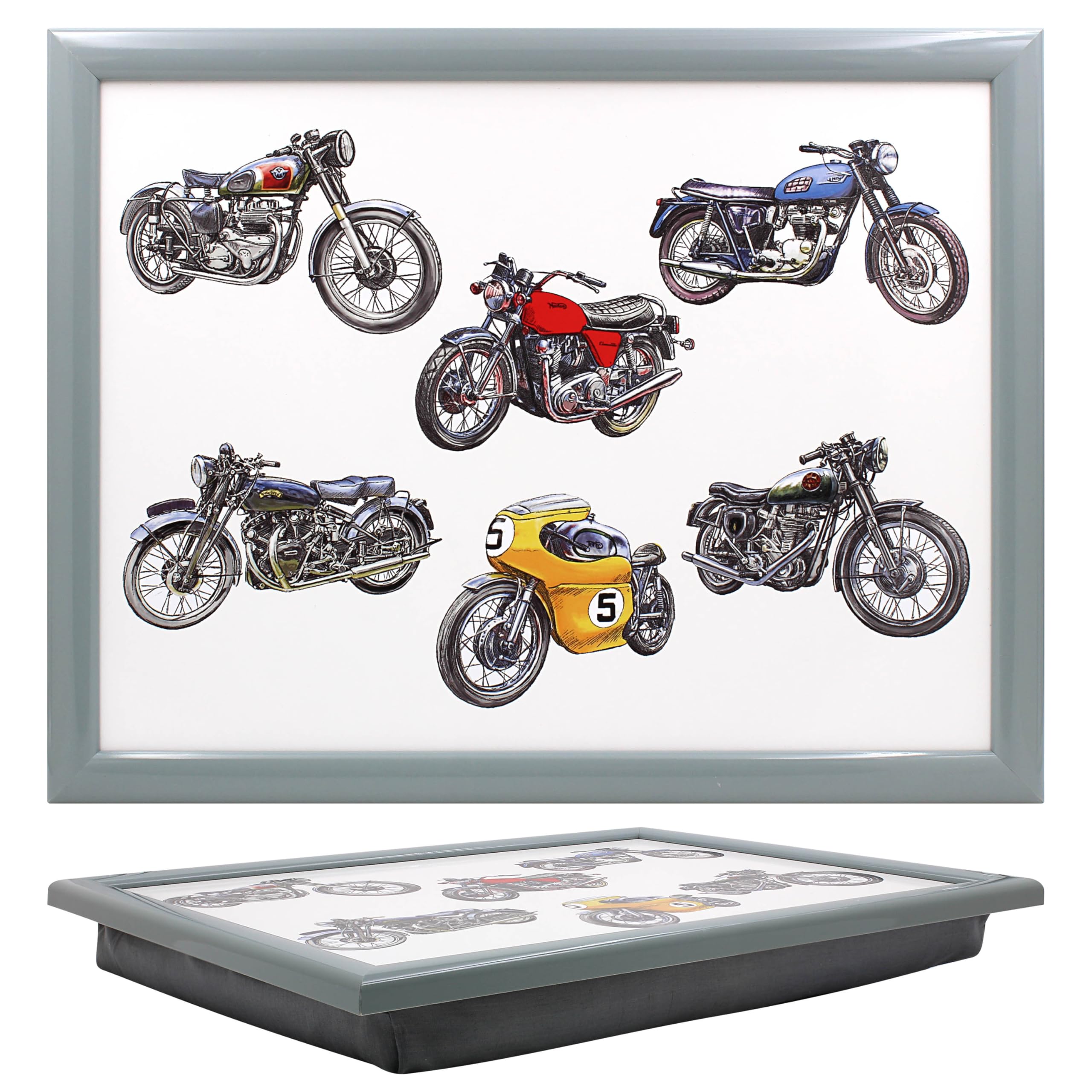 The Leonardo Collection Multicolour Laptray Motorbikes With Bean Bag For Serving Dishes | Lovely Lap Trays For Eating On Lap For Dinner Or Breatfast | Newly Designed Food Trays For Lap