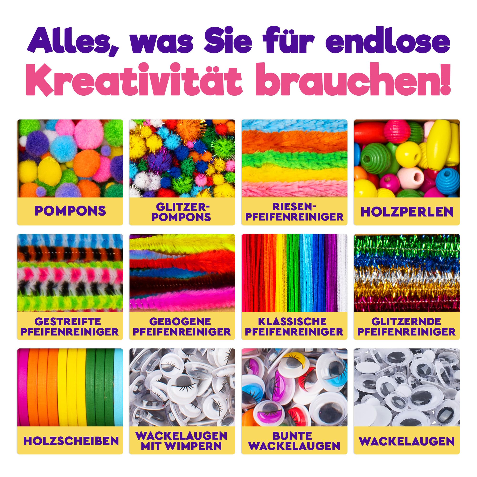 Blue Squid Bastelset für Kinder - 3000Pcs Bastelbox bastelkoffer- Basteln für alter ab 4,5,6,7,8,9,10,11,12 Jahre - Deluxe Bastelsachen, kinder bastelset, bastelpapier set, bastelkoffer bastelmaterial