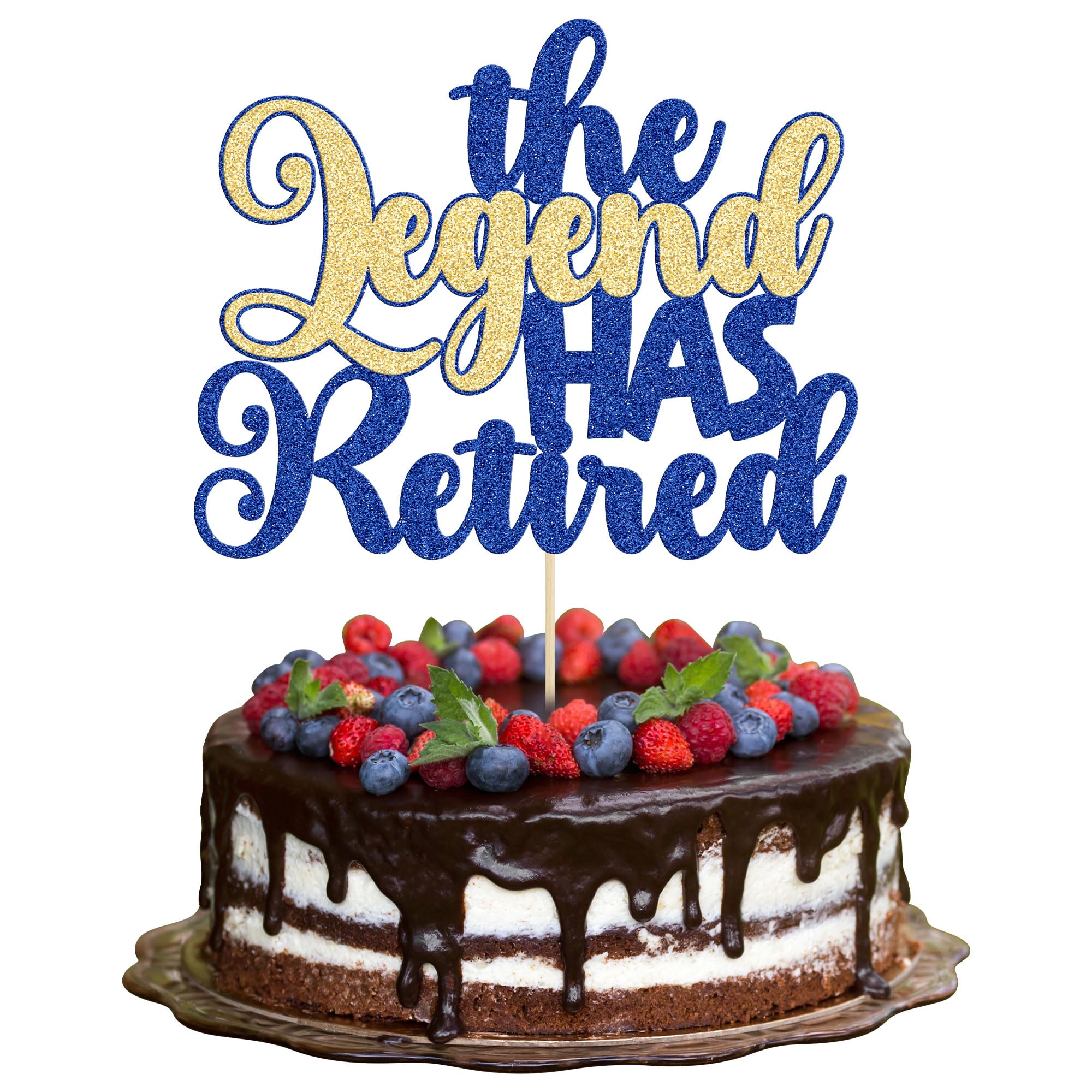 Cake Topper 'The Legend Has Retired' – Glitzer-Aufstecher Für Renten-Party, Abschiedsfeier Oder Geburtstag