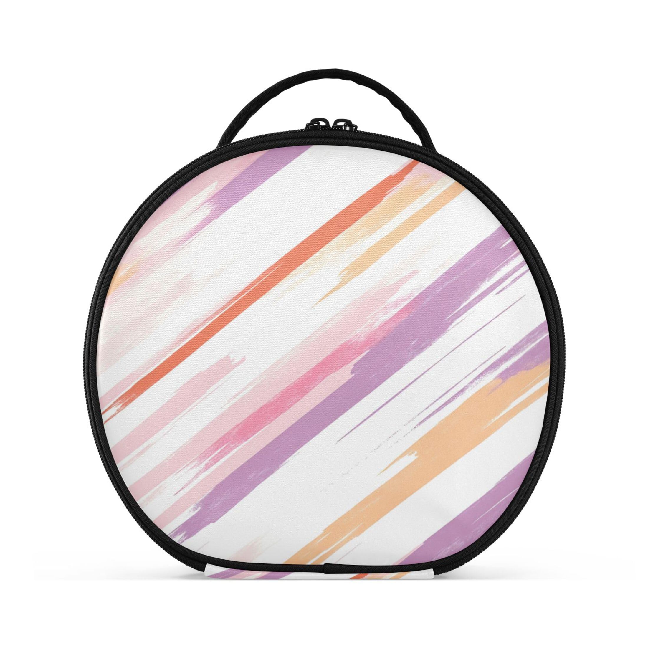 Takiito Lilac Stripes Travel Makeup Case Portable Makeup Box Artist Cosmetic Case Organizer With Adjustable Dividers