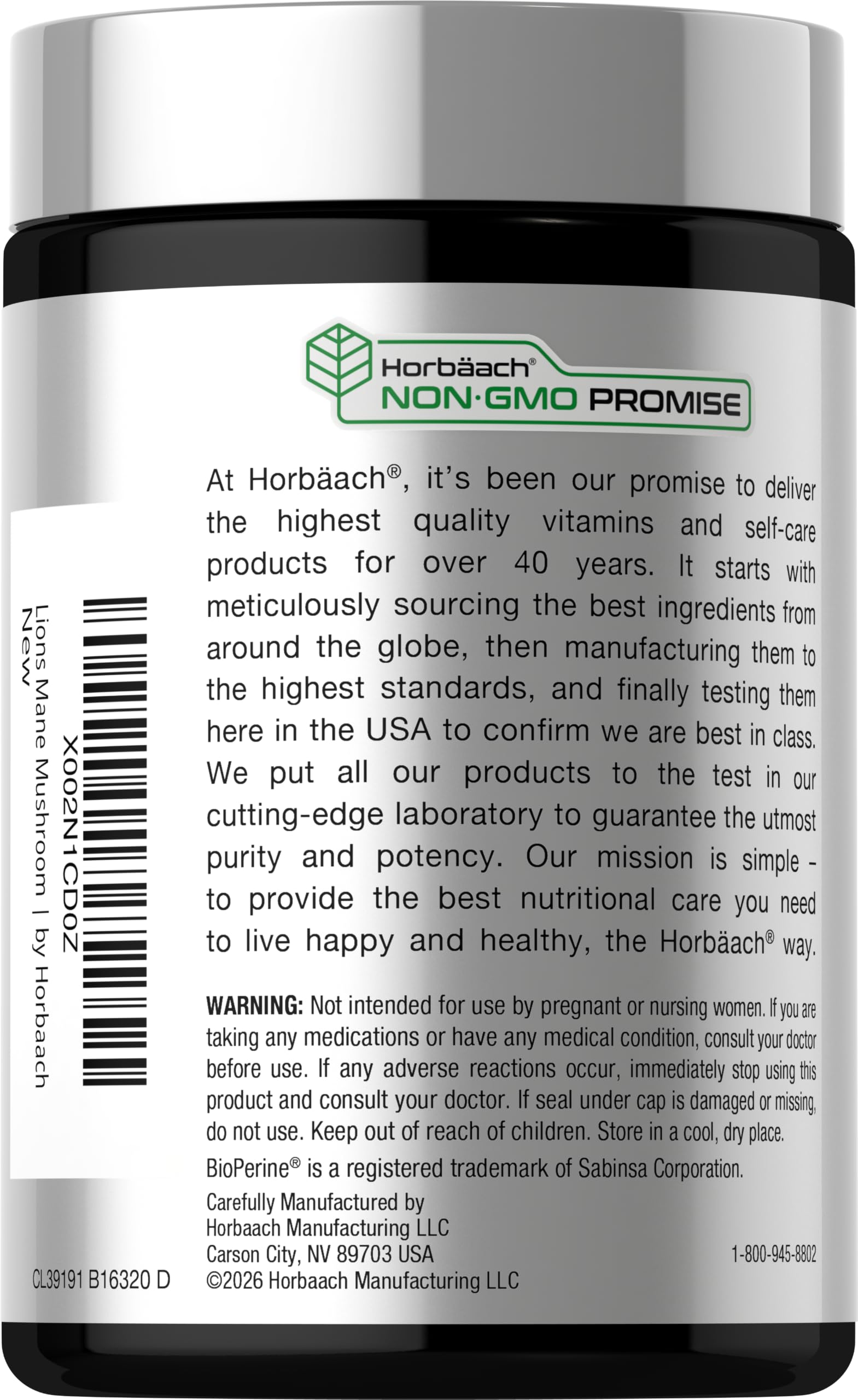 Horbäach Lions Mane Mushroom Extract | 120 Capsules — Amazon image 3