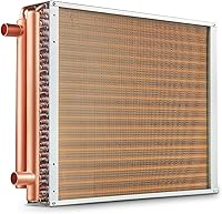 VEVOR 18x20 Water-to-Air Heat Exchanger, 3-Row 3/8" Copper Tubes, 242 Fins, 160K BTU for Wood Furnaces & Home Heating
