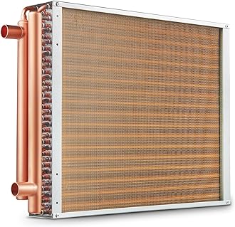 VEVOR Heat Exchanger Water to Air, 18"x 20" with 3-Row 3/8" Copper Ports, 242 Aluminum Fins Heat Exchanger for Outdoor Wood Furnaces, Residential Heating and Cooling, and Forced Air Heating