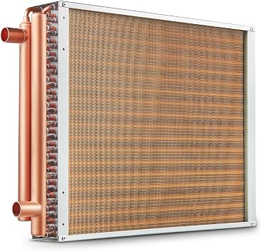 VEVOR Heat Exchanger Water to Air, 18"x 20" with 3-Row 3/8" Copper Ports, 242 Aluminum Fins Heat Exchanger for Outdoor Wood Furnaces, Residential Heating and Cooling, and Forced Air Heating