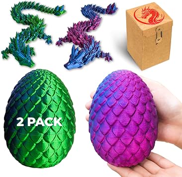 2 Pack 12 inch 3D Printed Mystery Dragon Egg with Dragon Inside