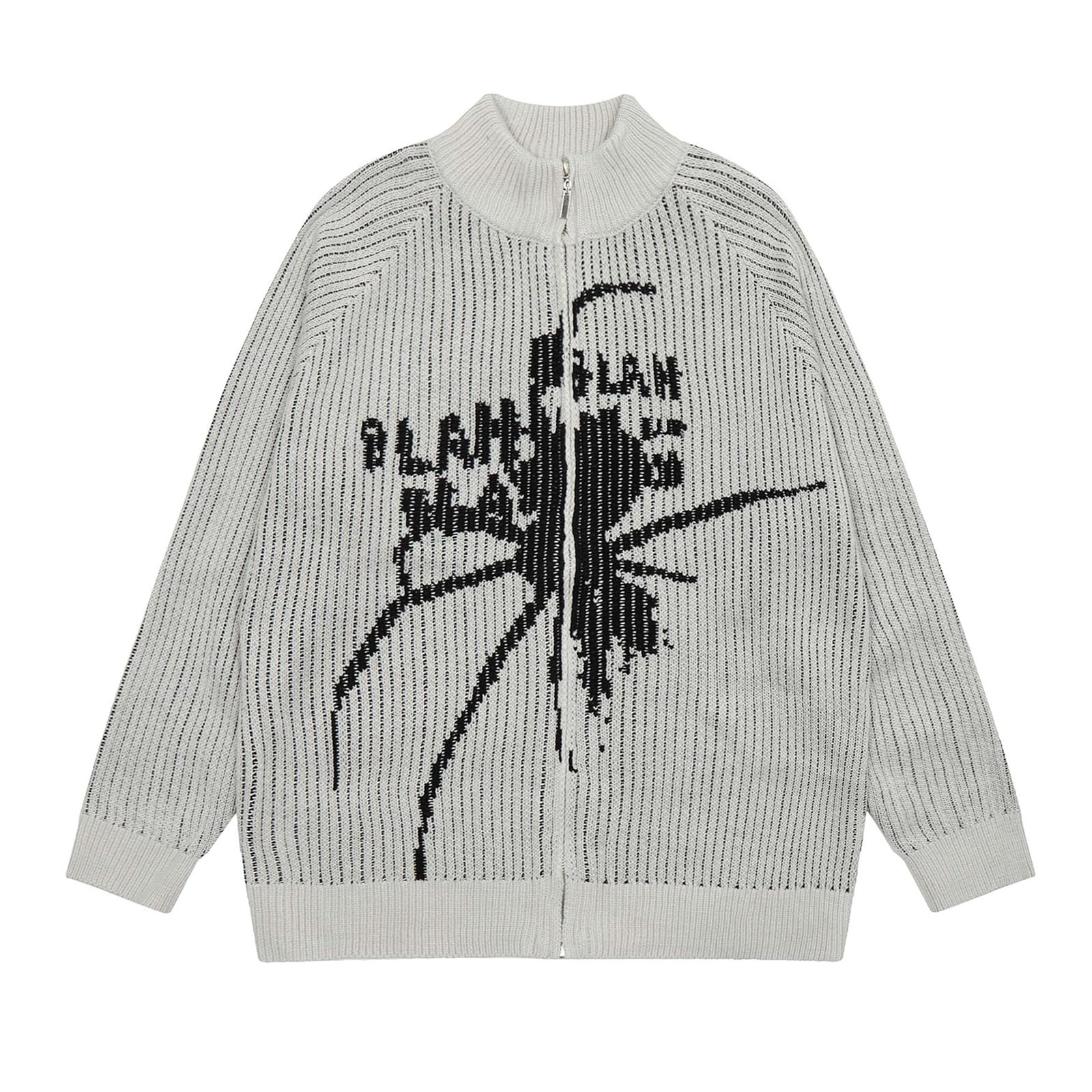 Cardigan Tricoté Motif Araignée Homme Idéal pour l'Automne Gris L - 5