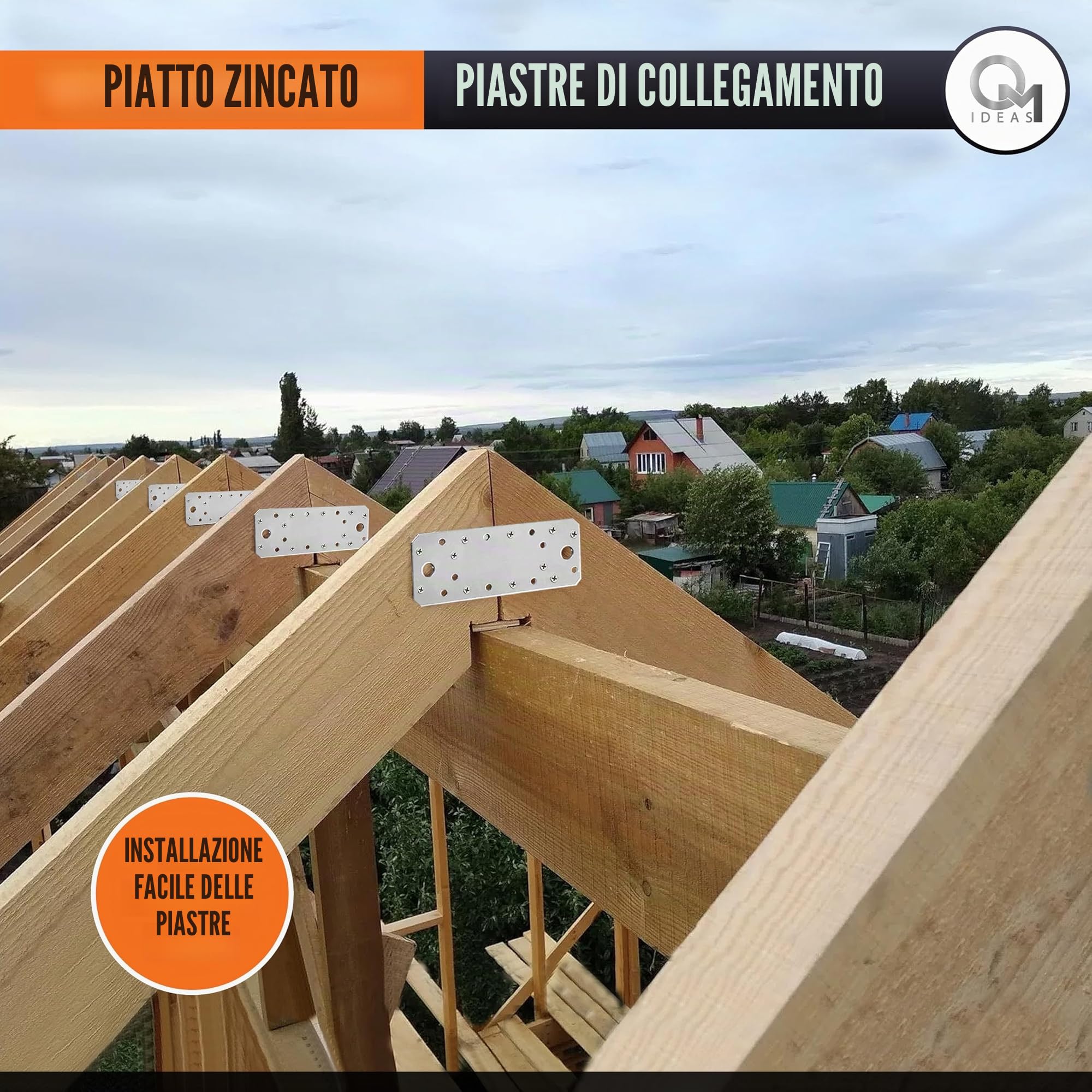 10 x Piastra di Giunzione piana (140 x 55 x 2) Piastra di fissaggio, Connettore per legno, Lastrina di giunzione piatta, Piastra di montaggio multi foro zincata in acciaio