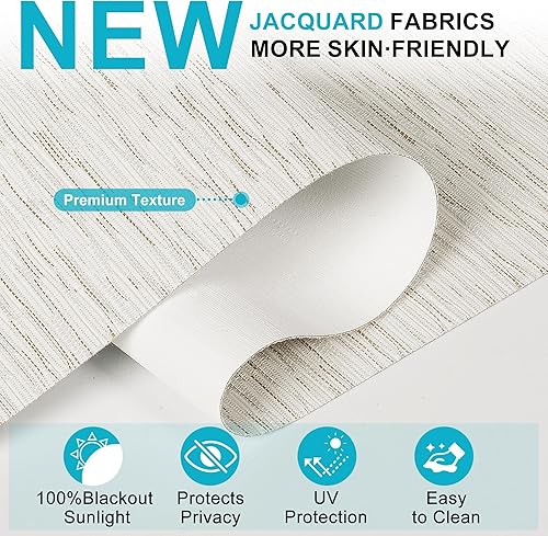 Miniatura 6 de Persianas enrollables opacas sin cordones de jacquard a rayas con cenefa de cassette, aislamiento térmico, protección UV, persianas de ventana para