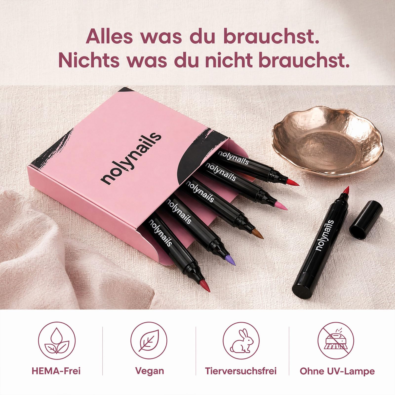 Nolynails nagellack stift | 5 Marker Nagellackstifte für Nägel Ohne UV, Nail Polish Pen - Eine Perfekte Maniküre, Einfach und Präzise Fünf Farben (2 schachtel)