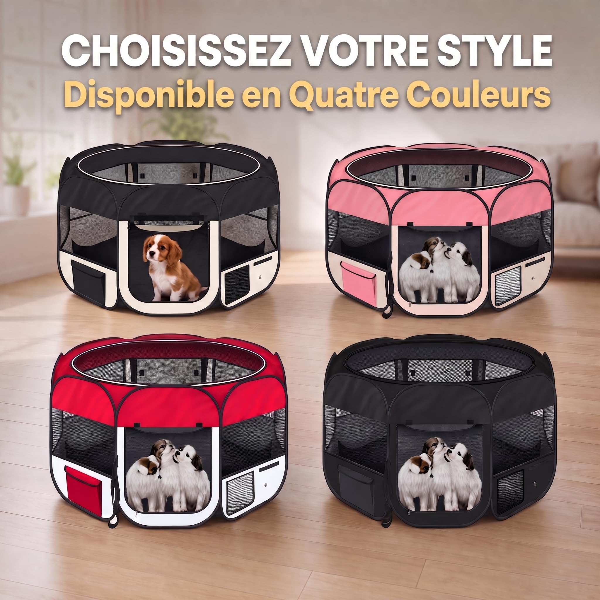 All Pets United® Parc pour Chiots & Chats, 120x120x65 cm, Pop-Up