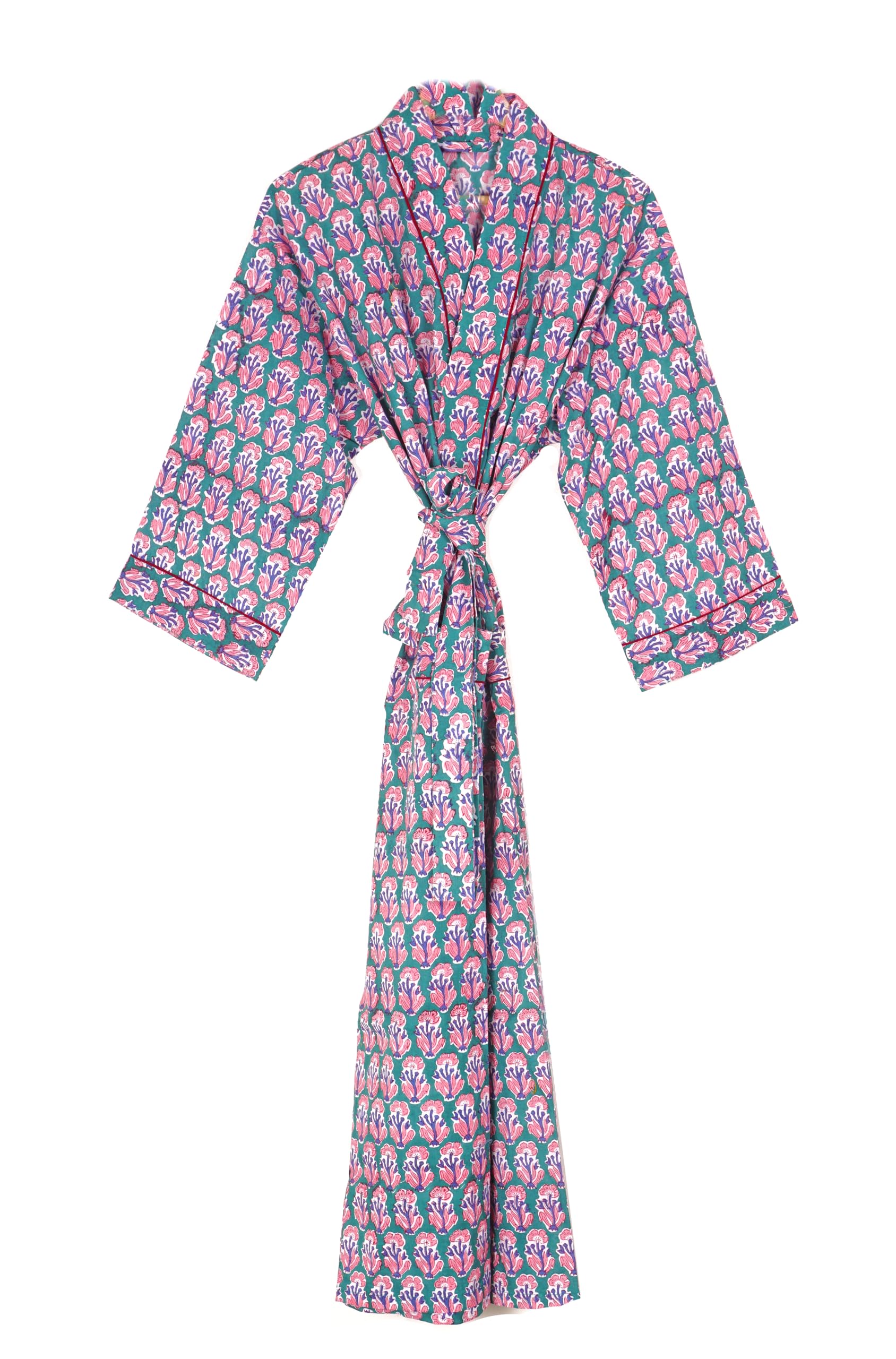 Pure 100% Cotton Robe For Womens Bathrobe Dressing Gown Long sleepwear Free Size Kimono