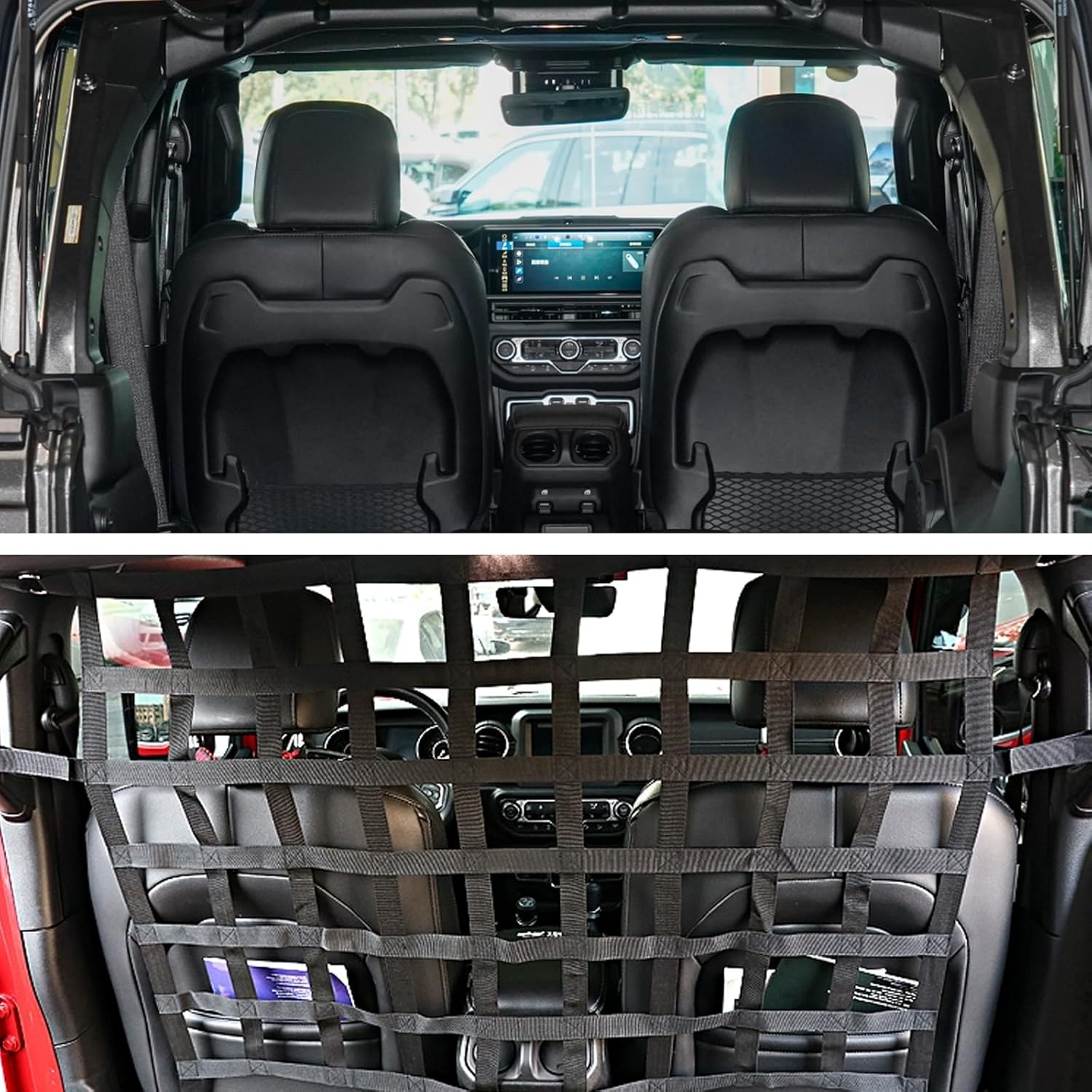 Dog Car Barrier Rear Seat Divider Net for Jeep, Mesh Cargo Pet Net for 2007-2020 Jeep Wrangler JK JKU JL JLU