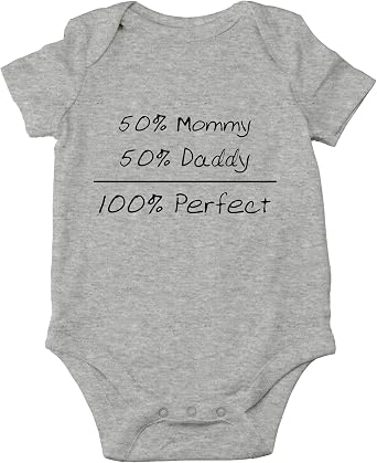 Crazy Bros Tees 50% Mommy, 50% Daddy, 100% Baby Bodysuit Funny Cute Boy Girl Infant Outfit Adorable Romper