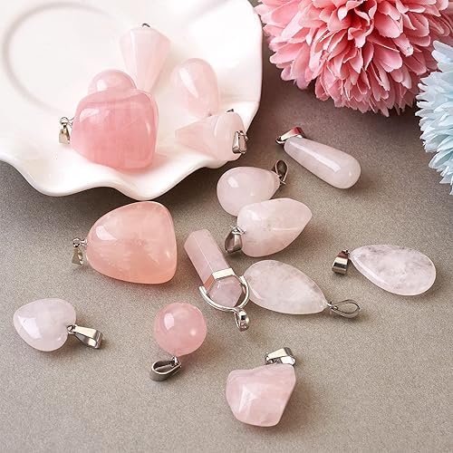 Miniatura 3 de Fashewelry Dijes de piedra natural mezclados colgantes de piedras preciosas para bricolaje joyería collar pendiente pulsera fabricación, Latón,