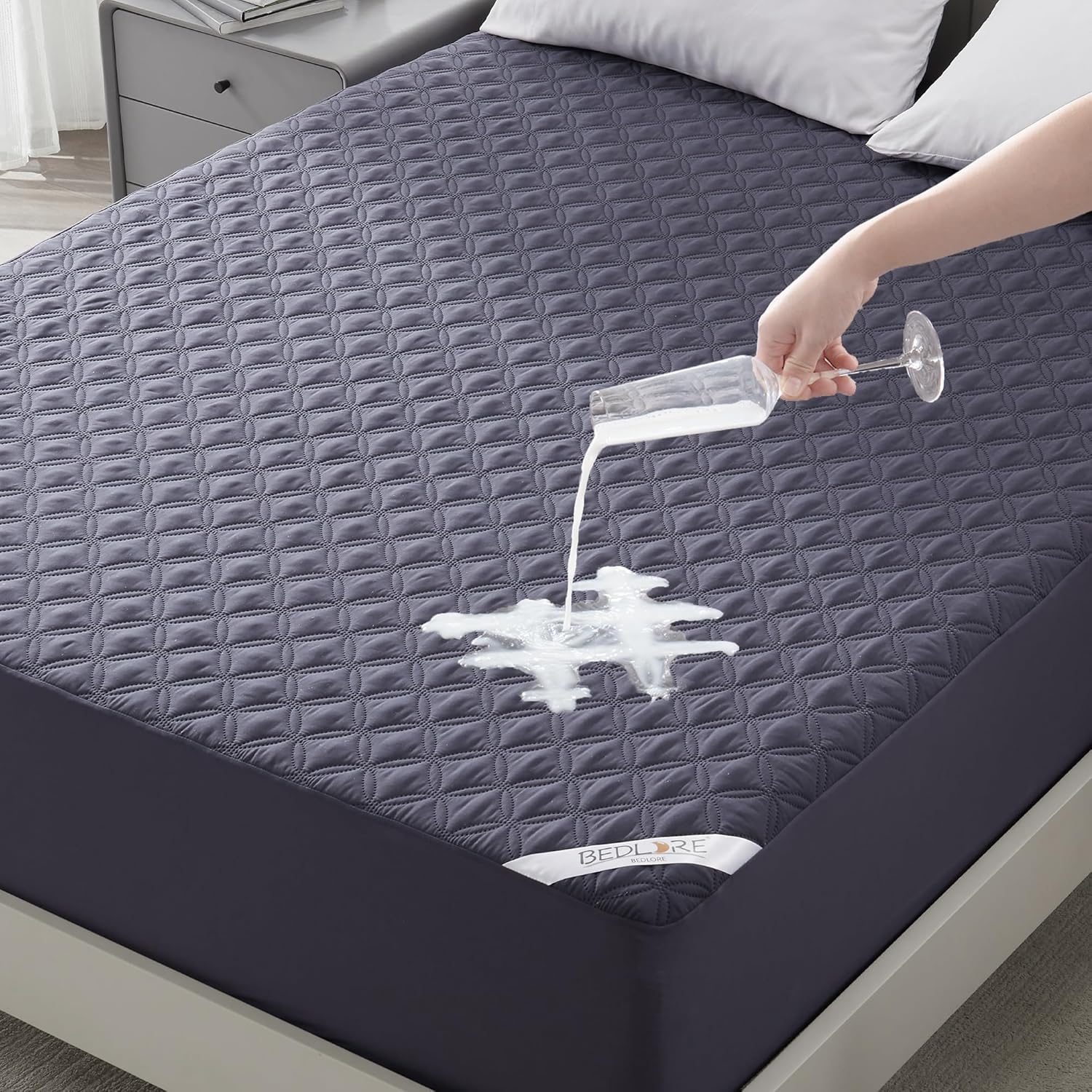 BEDLORE Waterproof Mattress Protector, Full Size Noiseless Mattress Pad with Deep Pocket 6″-15″ Depth, Soft Breathable Bed Mattress Cover Washable for Home, Bedroom, Hotel (Navy Blue) BEDLORE Waterproof Mattress Protector, Full Size Noiseless Mattress Pad with Deep Pocket 6″-15″ Depth, Soft Breathable Bed Mattress Cover Washable for Home, Bedroom, Hotel (Navy Blue)
