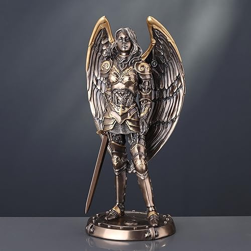 Miniatura 5 de Veronese Design Figura coleccionable de 9 5/8 pulgadas de alto, caballero angelical, escultura de resina bronceada fundida en frío, estatuilla