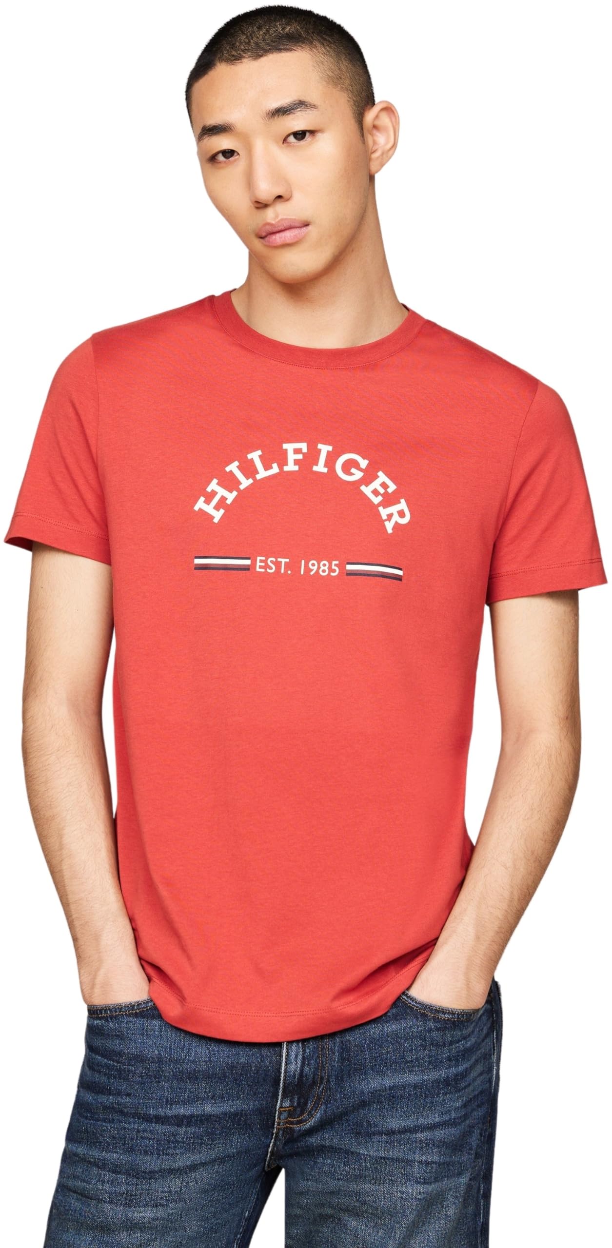 Tommy Hilfiger Men's Short Sleeve Round Neck T-Shirt, Red (Terra Red), XS