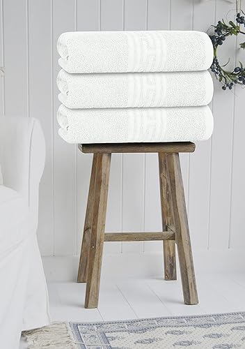 Miniatura 2 de STF Paquete de 6 toallas de baño blancas de hotel a granel de 24 x 48 pulgadas, 100% algodón, económicas y económicas para usos comerciales,