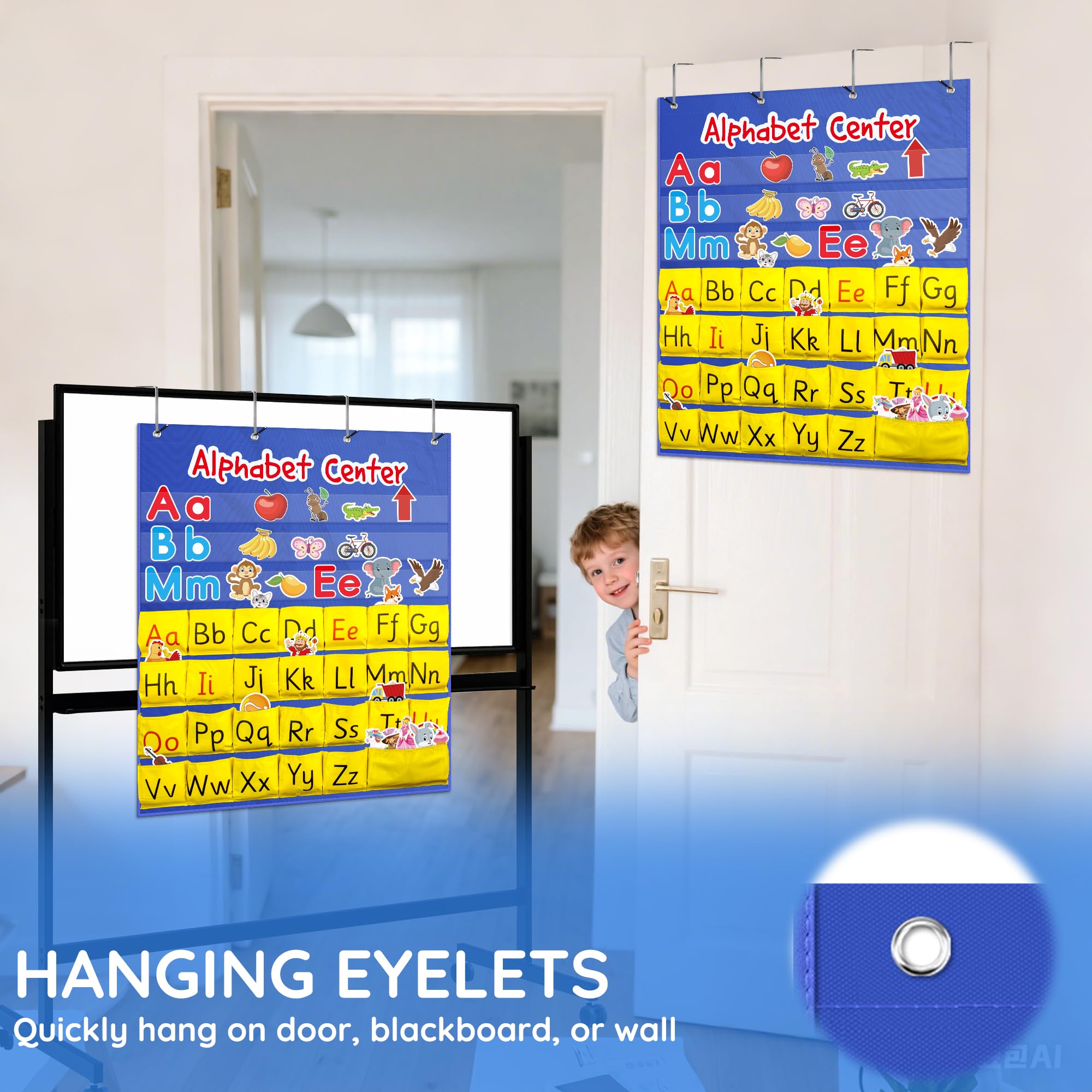 ZKOO Alphabet Learning Pocket Chart, Alphabet Wall Chart 104 Animal Flash Cards and 26 Lowercase and Uppercase Letter Cards, Student Daily Learning The Letter, Great for Classroom Homeschool - Image 6