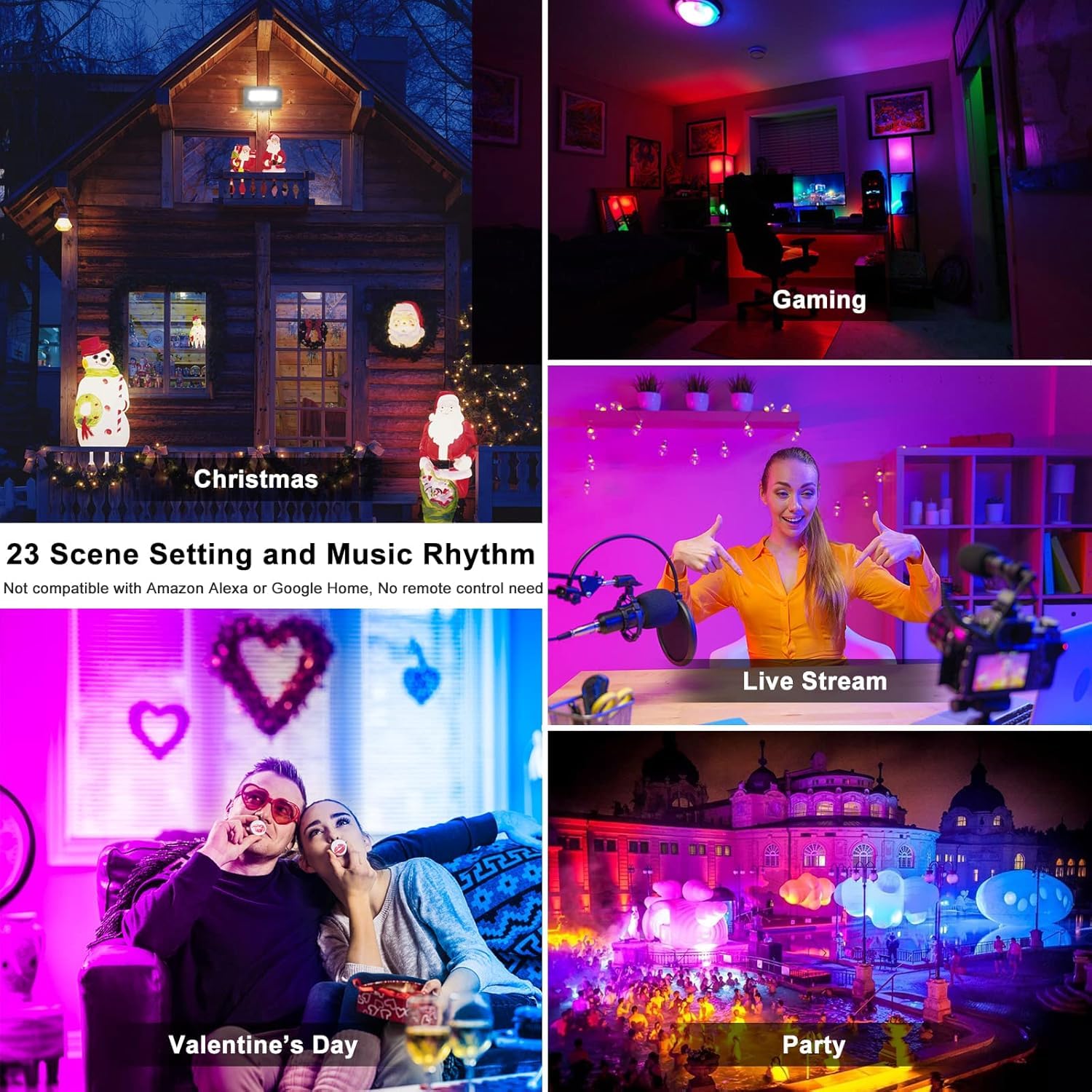 LED Strahler Außen RGB 50W Flutlicht Dimmbar Bunt & Kaltweiß, Smart Bluetooth APP Steuerung Flutlichtstrahler, IP66 Wasserdicht Aussenstrahler, Fluter für Aussen Innen Garten Hinterhof, Garage-4 Stk