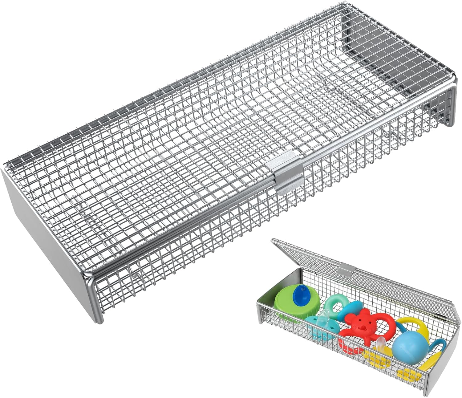 Dishwasher Basket for Small Items, 304 Stainless Steel Dishwasher Basket, Bottle Parts, Scoops, Forks, Chopsticks Cleaning (Silver) Dishwasher Basket for Small Items, 304 Stainless Steel Dishwasher Basket, Bottle Parts, Scoops, Forks, Chopsticks Cleaning (Silver)