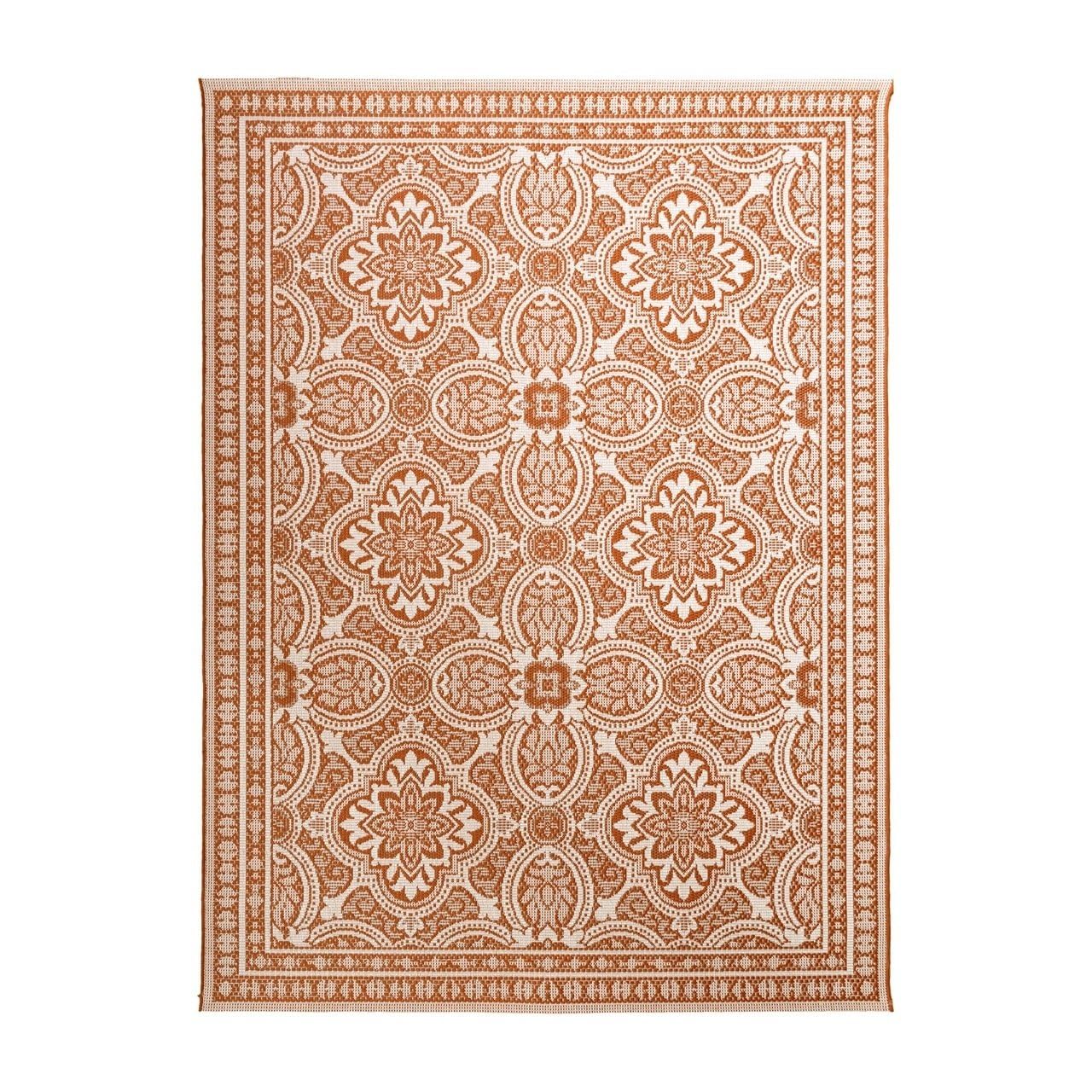 FRAAI | Home & Living Tapis d'extérieur - Summer Oriental Terracotta - 120x170 cm - Tapis Exterieur Resistant Pluie - Rectangulaire - Terrasse, Jardin, Balcon