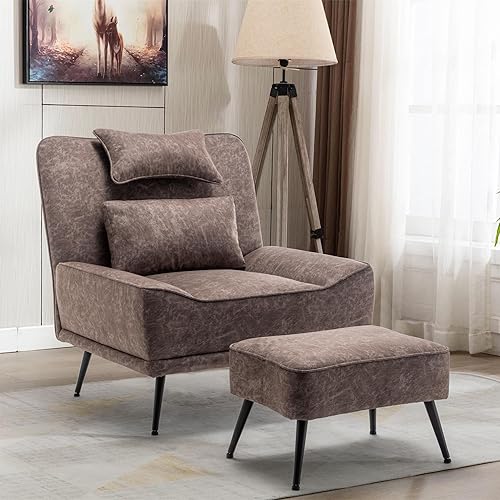 Miniatura 5 de ALISH Silla decorativa moderna con otomana, silla tapizada y juego otomano, juego de sillas de sala de estar, cómodo sofá individual con cojín