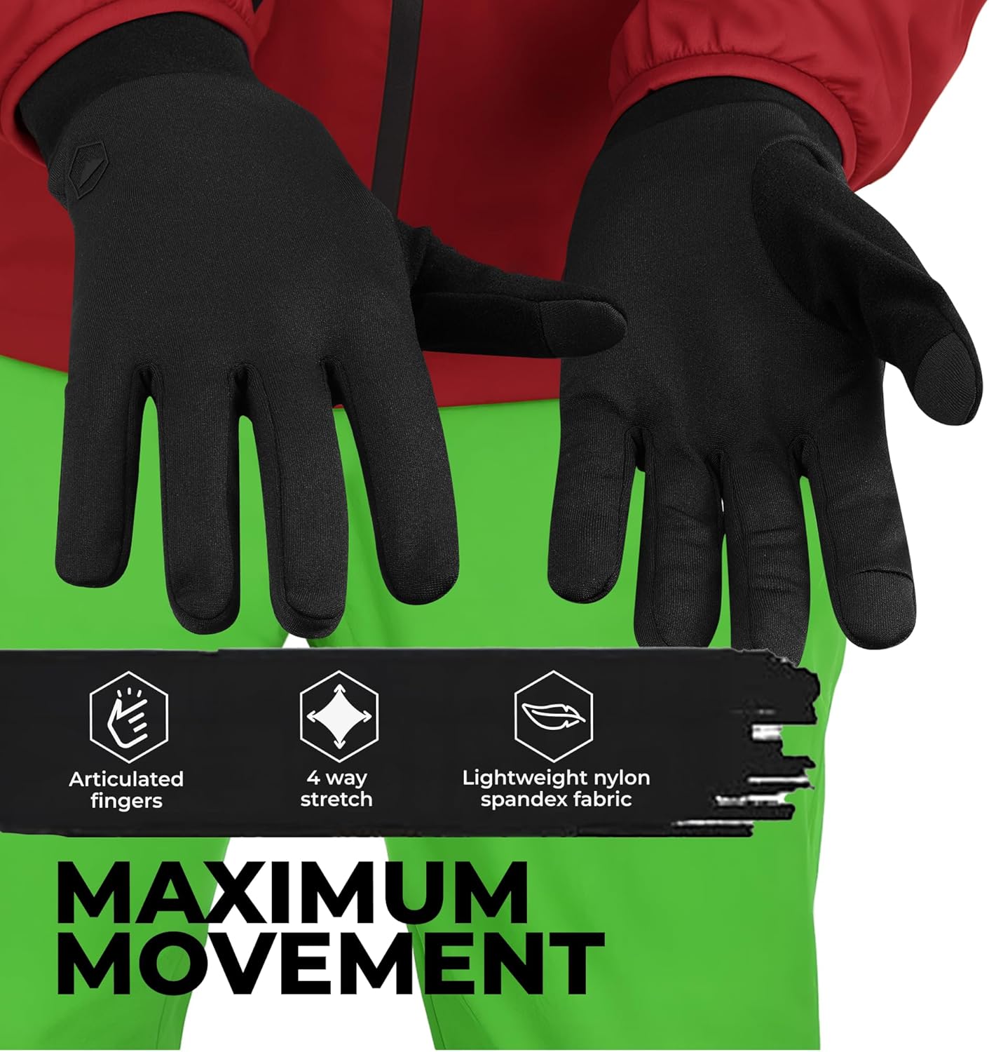 Tough Outfitters Thermal Glove Liners - Hiking Gloves Women Running Gloves Men - Glove Cold Weather - Touchscreen Function - Image 5