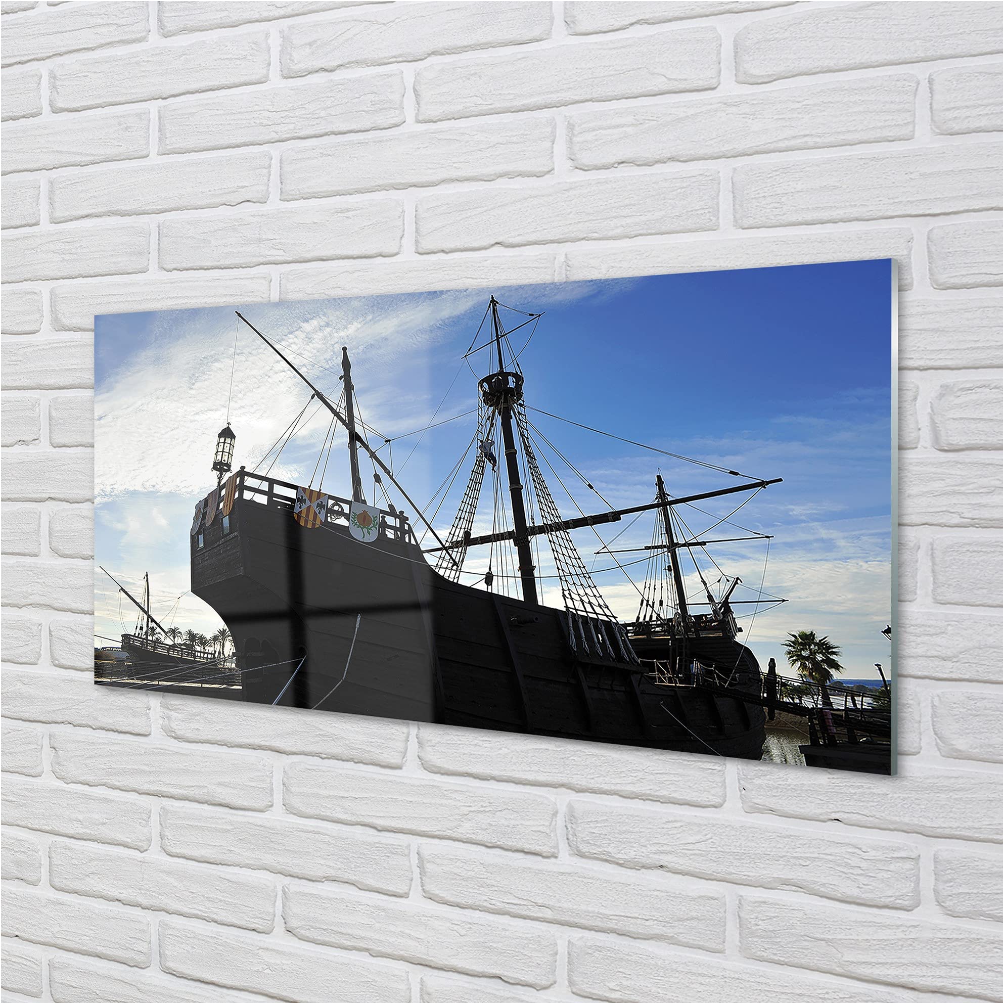 Tulup Image Sur Verre Acrylique Tableaux 120x60 - Bateaux Colorés