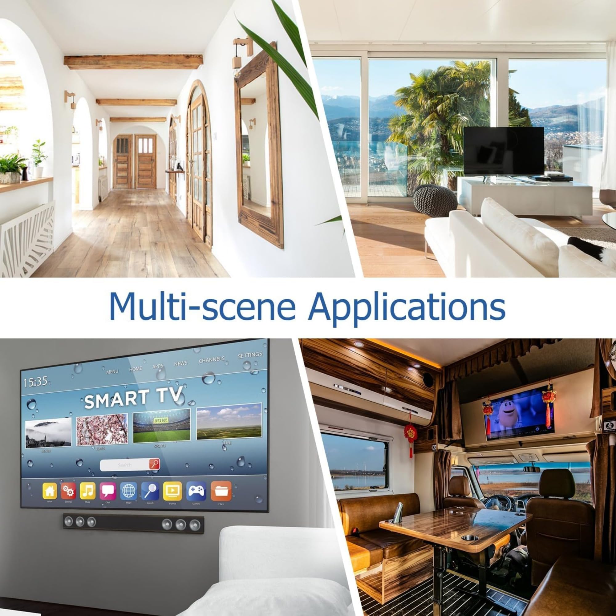 Antena de TV digital HD para interiores para Smart TV de largo alcance, alcance de más de 460 millas, antena de TV amplificada para canales locales, compatible con todos los televisores 4K