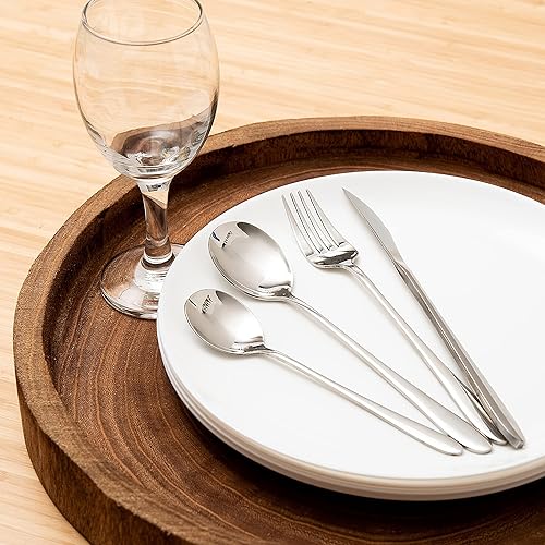 Miniatura 6 de Moss & Stone Juego de cubiertos de 24 piezas para 6, juego de cubiertos de acero inoxidable, juego de utensilios pulido con espejo, incluye tenedor,