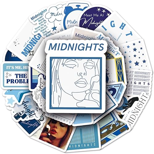 50 calcomanías impermeables inspiradas en álbumes de medianoche, calcomanías de música country vintage con letras y guitarras - Juego de vinilo
