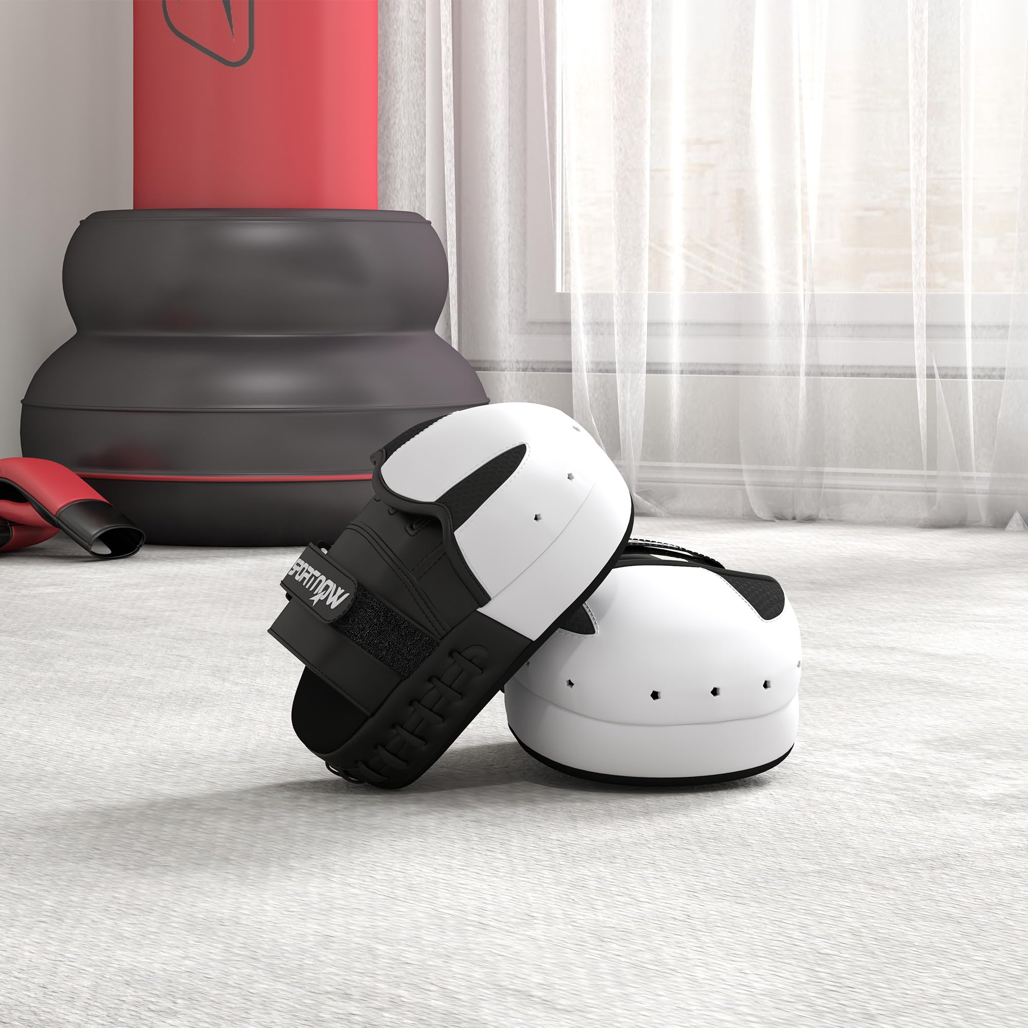 SPORTNOW Pattes d'ours Boxe, 1 Paire de Pattes pour entraînement de Boxe, avec Couvre-Doigts, boucliers de Frappe pour Muay Thai, Kickboxing, Arts Martiaux, MMA, Blanc