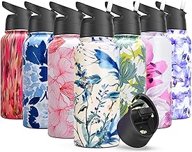 Stainless Steel Insulated Water Bottle - THILY Triple Insulated 32 oz Leakproof Wide Mouth Water Flask with 2 Lids and Straws, Keep Hot 12 Hours Cold 36 Hours, BPA Free, Durable, Orchid