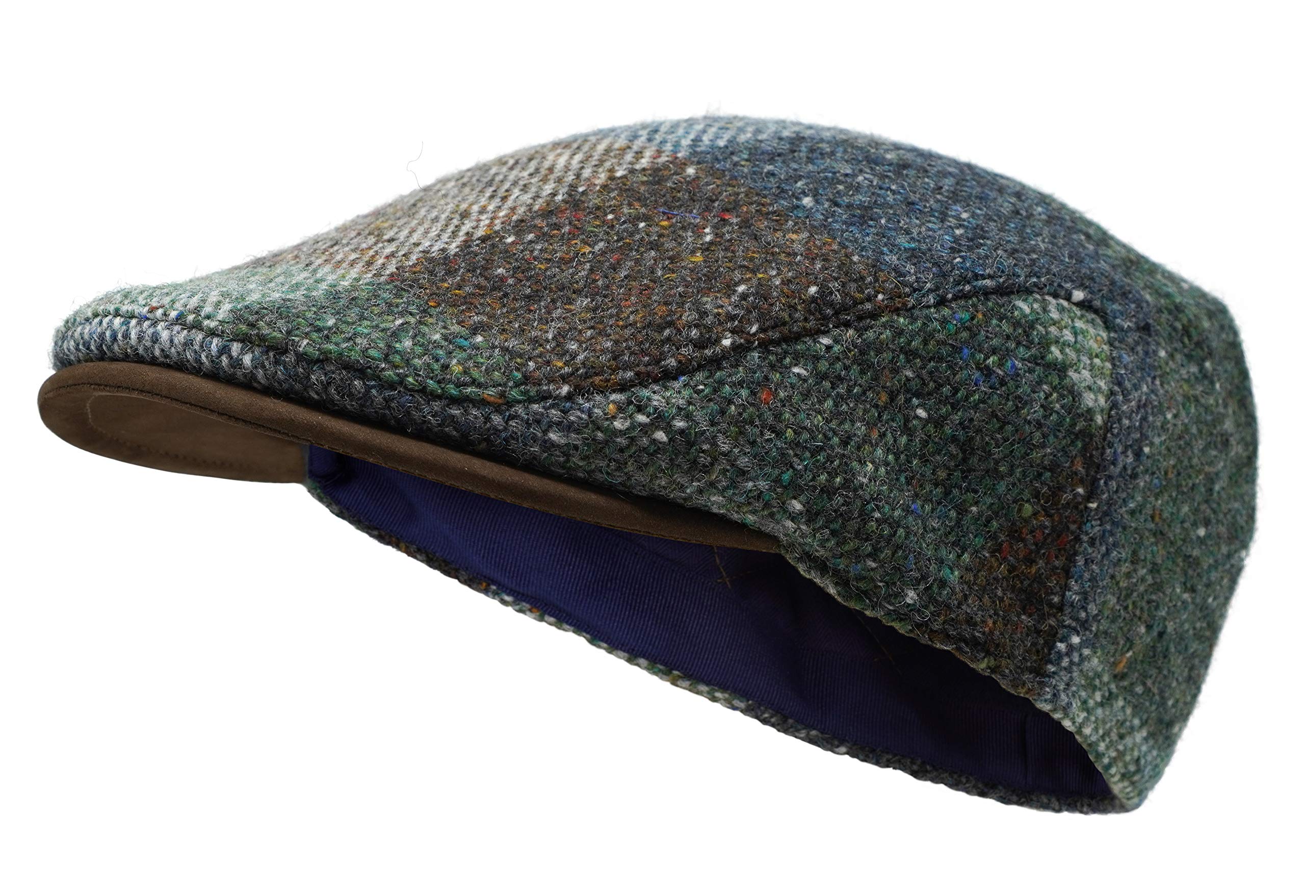 Borges & ScottThe Sloan Patchwork – Irish Tweed and Nubuck Leather Flat Cap