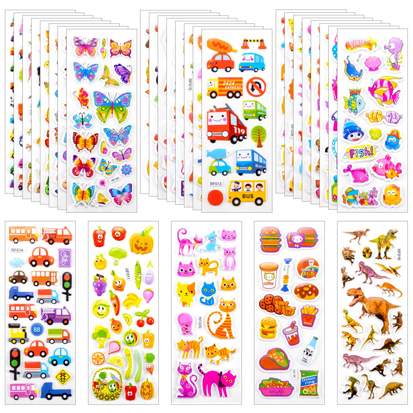 Pack De 30 Pegatinas 3D Para Niños – Más De 500 Diseños En Relieve De Animales, Dinosaurios, Criaturas Marinas Y Mucho Más – Regalo Creativo Y Educativo