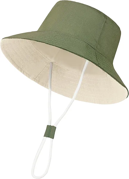 Baby Boy Sun Hat Toddler Summer Bucket Beach Hats for Girls Sun Protection UPF 50+ Cotton Linen