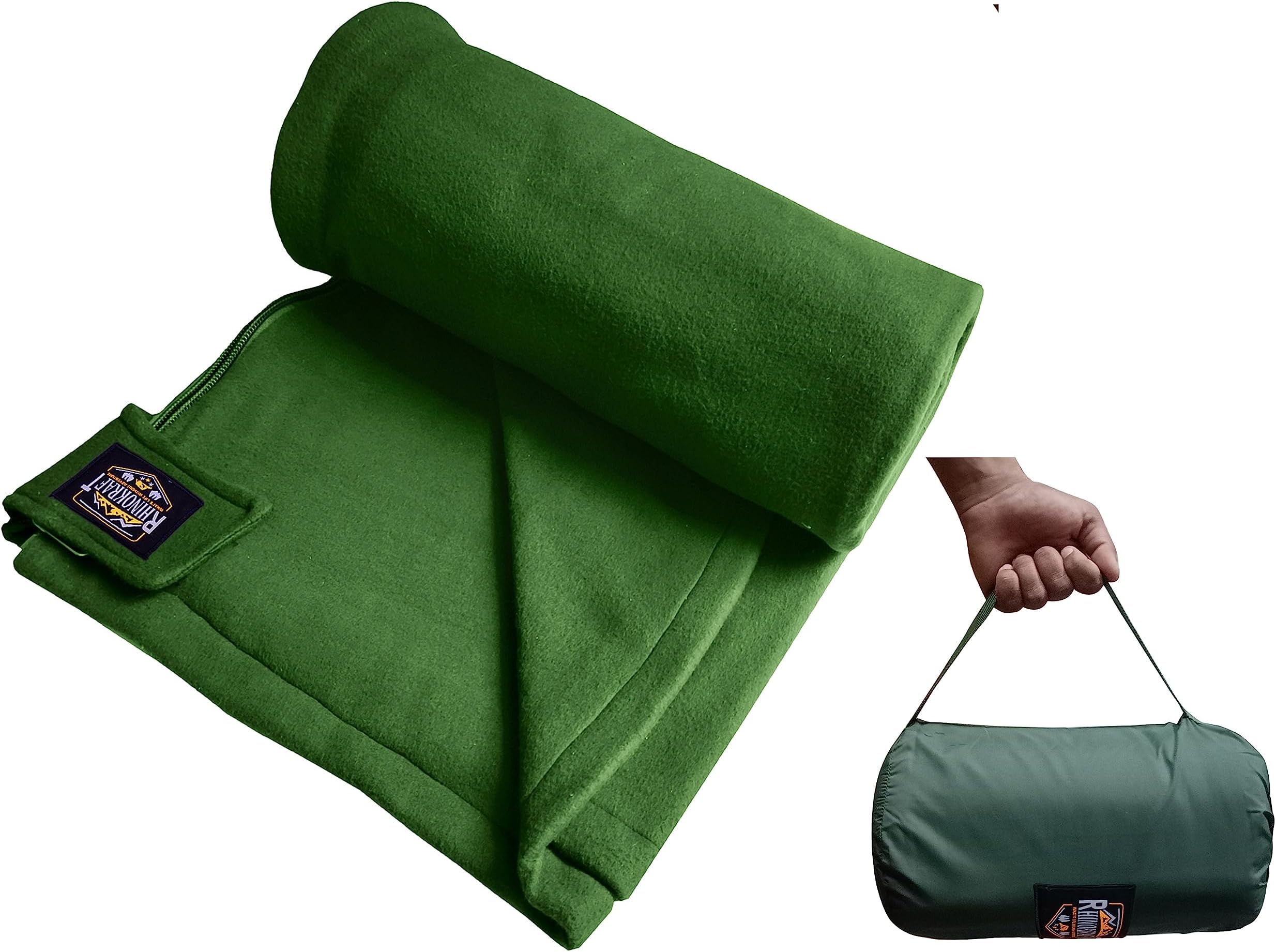 Lightweight Compact Microfiber Fleece Sleeping Bag Liner 190 x 90cm / 75" x 35" Long Full Sized Zipper Outdoor Camping Blanket Travel Sheet for Sleepovers, Camping, Sporting Events
